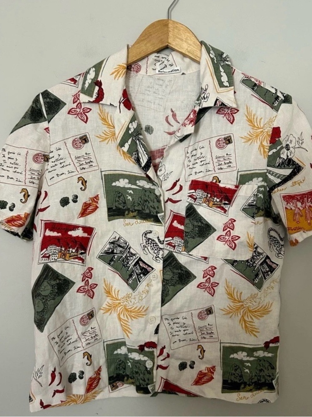 Reformation Cuba multicoloured button up shirt
